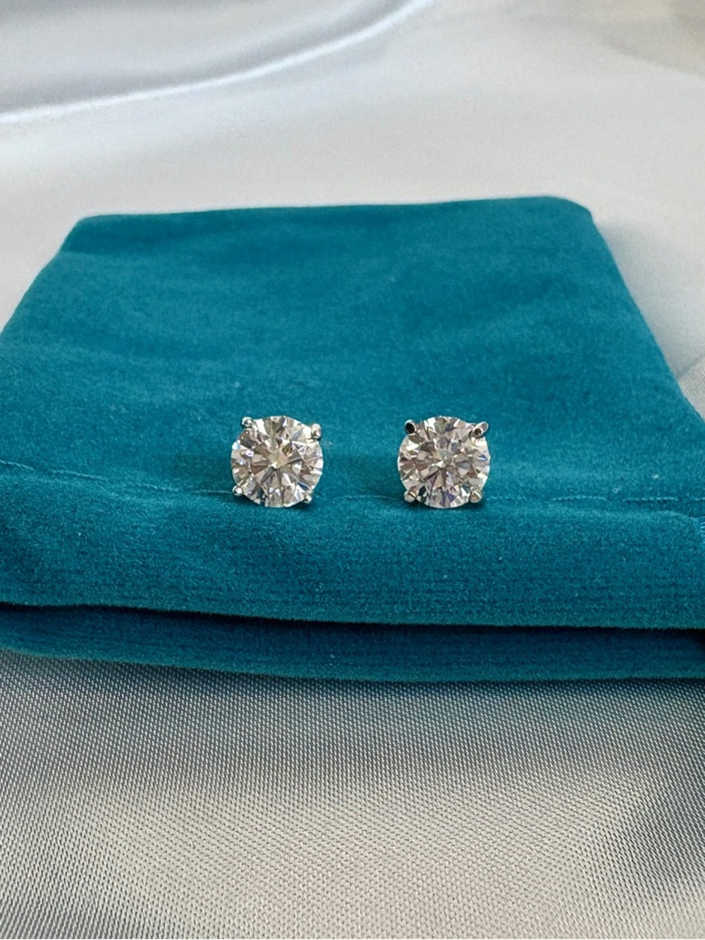 1.2 CT Moissanite Stud Earrings 7mm Round • 925 Sterling Silver • Screw Back